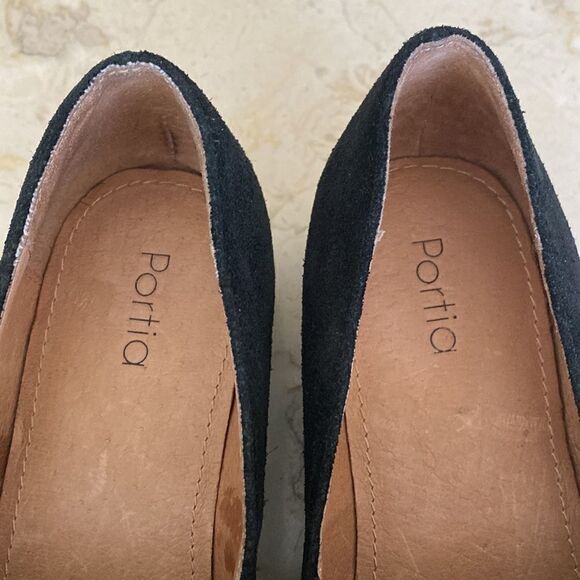 Portia Claudia Black Suede & Patent Leather Slip On Shoes - Picture 11 of 13